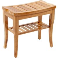 SOGES Bambushocker, Duschhocker, Mehrzweckhocker, 47,5 x 26 x 44,5 cm