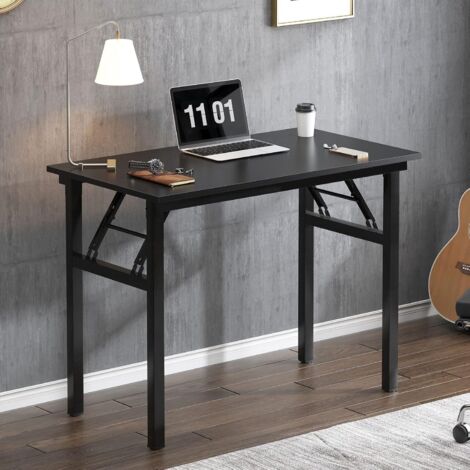 SOGES Scrivania pieghevole, 100 x 60 x 75 cm, scrivania compatta per computer, arredamento per ufficio, scrivania per PC, tavolo da lavoro,Nero