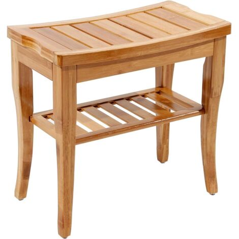 SOGES Sgabello in bambù,sgabello da doccia,sgabello multiuso,47,5 x 26 x 44,5 cm