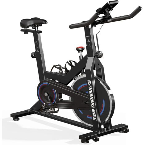 SOGES Cyclette con freno magnetico, cyclette da spinning per interni, cyclette da fitness con cardiofrequenzimetro e monitor LCD, supporto per tablet, max. 150 kg, nera