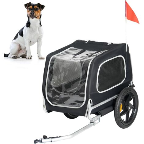 SOGES Rimorchio pieghevole per cani, fino a 40 kg, realizzato in tessuto Oxford 600D nero, con guinzaglio interno e catarifrangenti di sicurezza, nero