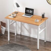 SOGES Escritorio plegable, 80 x 40 cm, escritorio compacto para ordenador, mobiliario de oficina, escritorio para PC, mesa de trabajo,Teca blanca
