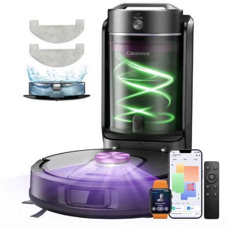 VACTIDY Cleanova W15 – Robot 2 in 1 (aspira e lava) – 10000 Pa– Svuotamento automatico da 4 litri senza sacchetto – Navigazione LIDAR – Mappe multiple per diversi piani – Alexa/App/Apple Watch