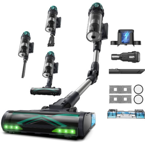 VACTIDY Blitz V15 MAX – Aspirapolvere senza fili – 70 kPa/65 Min – 1,5 litri – Design 2 in 1 (aspira e lava) – Tubo pieghevole – Tecnologia GreenEye – Versatile per pavimenti/tappeti/peli di animali