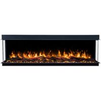 Emotion Flame Solis 90 - 750/1500 W - Cheminée électrique à 3 côtés - feu premium, encastrable - 90x30x46 cm - cheminée LED - chauffage