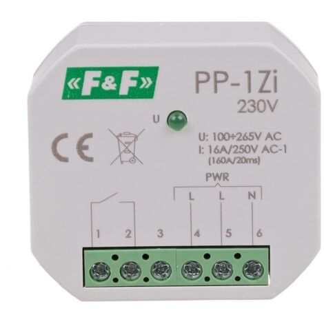 Relais électromagnétique, 1Z 16A, montage encastré, U=100-265V AC, contact : 1Z 16A (160A/20ms) PP-1Zi