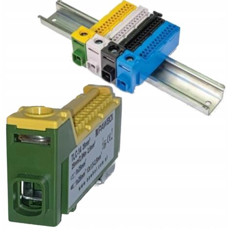Pawbol Barrette de connexion TH35 - Vert/Jaune - Sécurisée et durable - 63A 6kV (1/4)