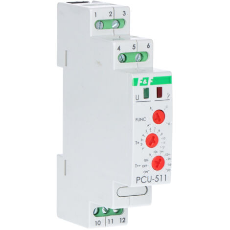 Relais temporisé 230 V AC / 24 V AC/DC plage de temps universelle 0,1 s ÷ 24 h Un = 24 et 230 V Io  10 A montage sur rail TH-35