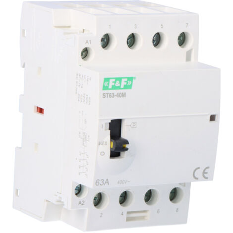 Contacteur modulaire à commande manuelle, montage sur rail 63A, 4 contacts NO ST63-40-M (1/4)