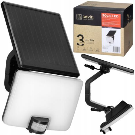 Adviti Projecteur Solaire 10W - Noir - Détecteur de Mouvement - Écologique et Économique (1/5)