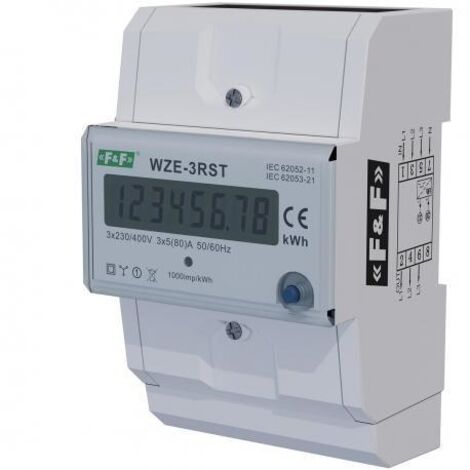 Compteur de consommation d'énergie triphasé 80A, avec fonction RESET WZE-3RST (1/2)