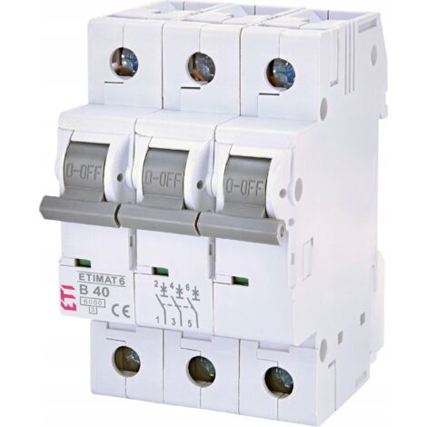 ETI Polam Disjoncteur 3P B40A - 6KA - AC - Protection fiable - Montage facile sur rail DIN (1/2)