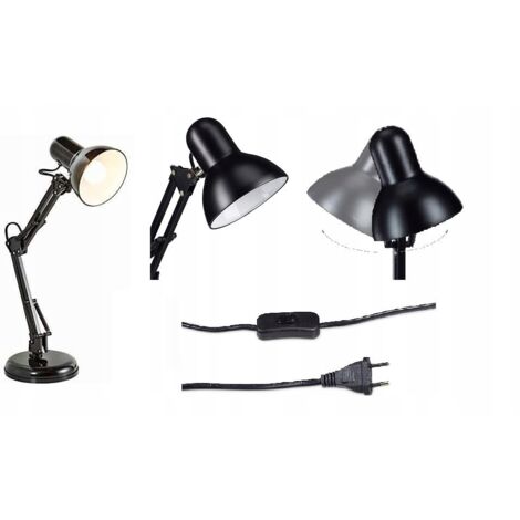 Virone Lampe de bureau DEON - Noire - Design rétro - Réglable - Éclairage efficace (1/5)