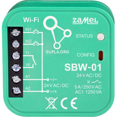 Module encastrable 1 canal WiFi pour motorisation de portail gamme Supla - Zamel (1/3)