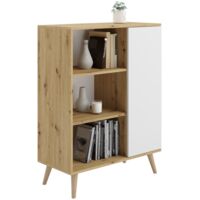 Vetrina Fondi gambe in legno Rovere artigianale bianco