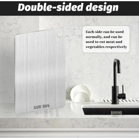 Planche à Découper Titane Pavlleen 34x23 Cm - Double Face Inox Hygiénique Et Robuste