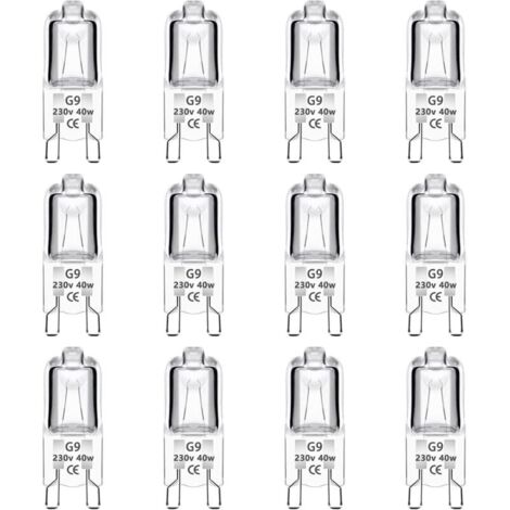 Lot de 12 Ampoule Halogène G9 40W 230V Dimmable 0-100%, 480LM, Blanc Chaud 2700K, G9 Bi-Pin Base Halogène Lampe, Sans Scintillement, pour Four, Lustres, Lampes de Paysage, Éclairage d\'armoire (1/5)