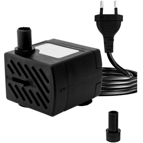 Mini pompe submersible ultra silencieuse avec câble d'alimentation de 1,3 m, avec 1 buse pour fontaine, aquarium, jardin d'étang, prise européenne 180 l/h 3 W