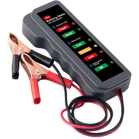 Testeur de batterie de voiture 12 V - Détecteur d'alternateur numérique multifonction - Analyseur de batterie avec 6 voyants LED pour voiture et moto