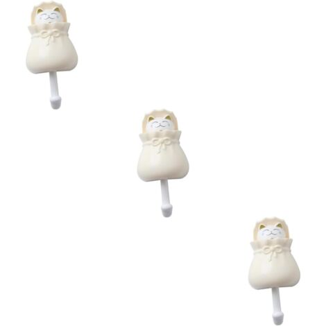 Lot De 3 En Forme De Chat Sans Trace Adhésifs Pour Clés Manteaux Rangement De Cuisine En Plastique (1/5)