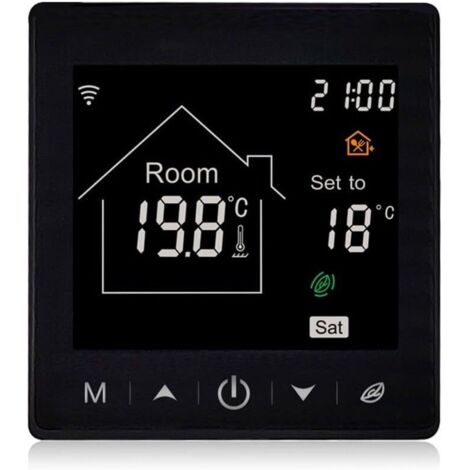 Thermostat WiFi électrique programmable pour Tuya, thermostat intelligent pour chambre numérique à économie d'énergie (noir 16 A)