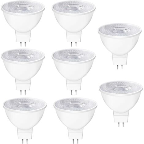 Ampoules LED GU5.3 MR16 12V, 5W Equivalent à 50W Lampe Traditionnelle, Blanc Chaud 2700K, 550LM, 38° Angle, Ampoules LED Spot MR16 12V AC/DC Lampe Réflecteur Non Dimmable,Lot de 8 [Classe énergétique 