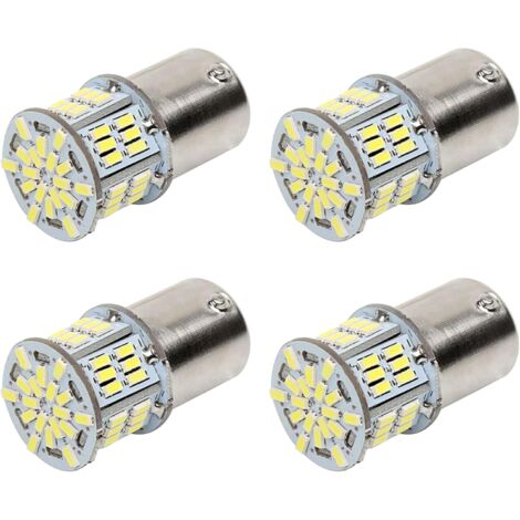 Ampoule LED Voiture 4 Pcs 1157 Blanc 6000-7000K P21/5W, Veilleuse LED Voiture pour Feu de Stop, Feux Arrière, Moto, RV, Auto