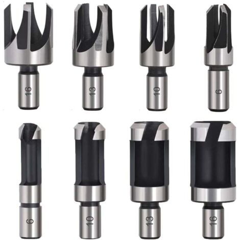 Tourillon Bois 8PCS Foret Bois Fraise à Bouchonner Bois outil de coupe bois Mèches des Bouchons Wood Plug Cutter Drill Bits 6mm /10mm/13mm/16mm Petite Fraise Bois Pour Perceuse (1/5)