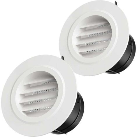 Lot de 2 100mm Grille de Ventilation en Plastique Aeration Ronde avec Moustiquaire Grille pour Intérieur et Extérieur Entrées et Sorties d'air Murales et de Plafond (1/5)