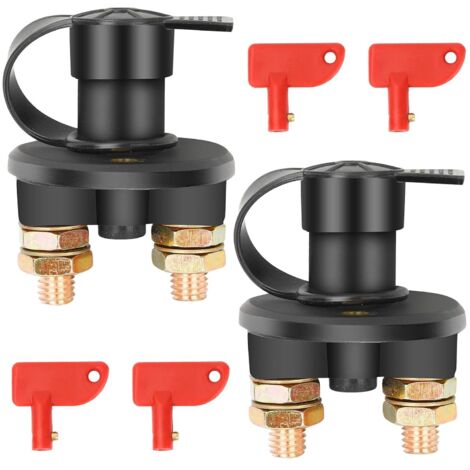 2 Pièces Coupe Circuit Batterie 12v / 24V Interrupteur coupe Batterie ON/OFF Coupe-batterie de voiture pour Yacht Bateau Camion Bus Camping-Cars Voiture Moto