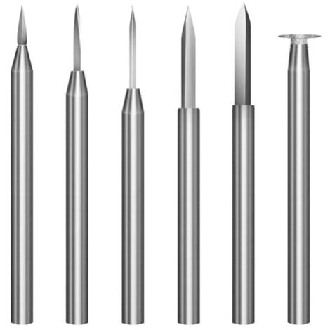 Lot de 6 forets de sculpture sur bois pour outil rotatif - Accessoires de perceuse de gravure - Outil de meulage du bois avec tige de 3 mm pour sculpture, perçage, micro sculpture (1/5)