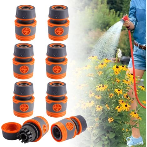 8 Pièces Jardin -Connexion Rapide 1/2", 19 mm Kit de Raccordement de Robinet Tuyau, Connecteur Tuyau D'arrosage, Accessoires de Raccord, pour Tuyaux D'arrosage Buses de Tuyau Pistolets Pulvérisateurs