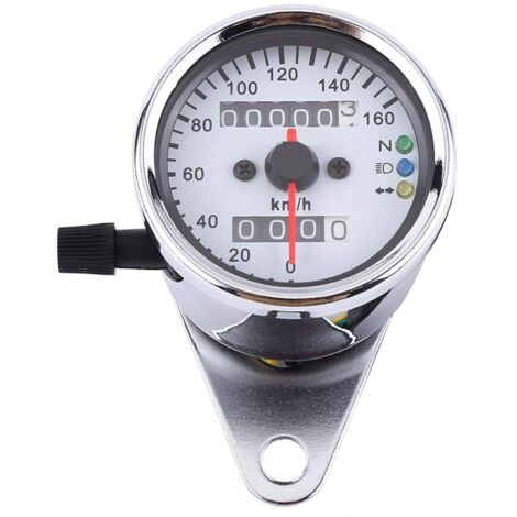 Odomètre 1pc Universel Moto Compteur Vitesse Indicateur Jauge Double Affichage Numérique KM/H(argent)