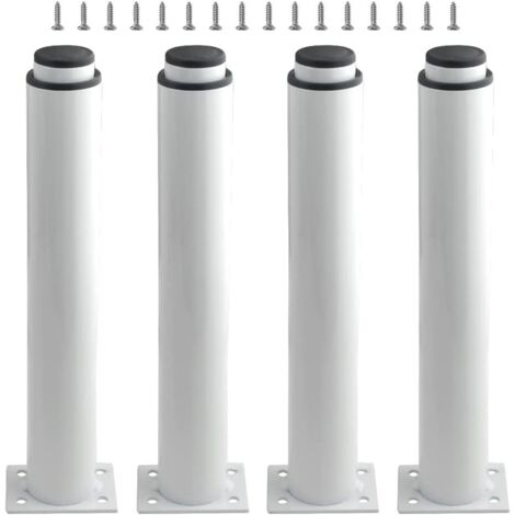 Lot de 4 pieds de meuble réglables en métal - Pieds d’armoire - Pieds de cadre central en métal pour lit - Support à lattes pour table, lit, canapé (250 mm/10’’-420 mm/16,5’’, Blanc) (1/5)