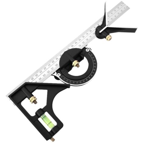 Équerre combinée pour le travail du bois,Équerre combinée pour le travail du métal Carré de combinaison en métal réglable Équerre d'angle portable conviviale, équerre polyvalente pour