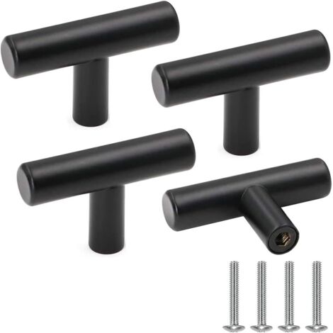 Bouton de Meuble, Poignée de Portes pour Placards en Acier Inoxydable Noir Boutons de Tiroir Vintage avec Vis pour Décoration d'intérieur, 4 Pièces (1/5)