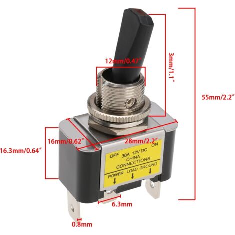 Interrupteur Bouton Marche/arrêt 12V LED Rouge - Bouton Bascule Avec Câble Pré-câblé Pour Auto, Camping-car, Pompe