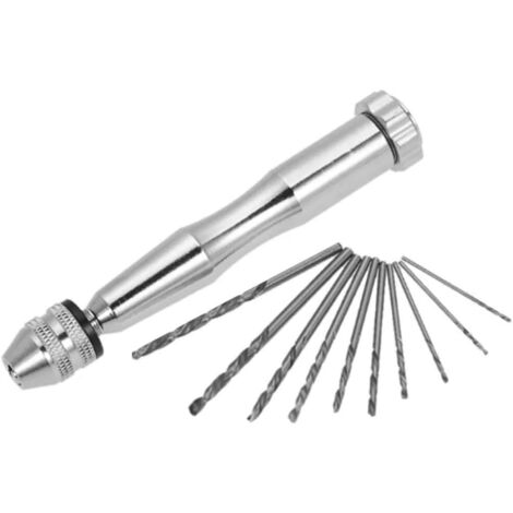 Mandrin de perceuse manuelle et 10 forets, gamme de serrage de 03 à 35 mm pour bois, plastique, fabrication de bijoux et PCB Craft (1/2)