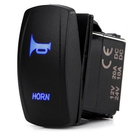 3 broches klaxon interrupteur à bascule avec lumière de travail LED bleue boîtier noir pour voiture caravane RV bateau Marine 12V-24V