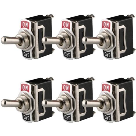 Interrupteur à Bascule 12V-24V-48V-110V/10A, 220V-230V/6A, SPST ON/OFF 2 Positions 2 Broches, pour Voiture Tableau de Bord Lumière (Pack de 6, Noir) (1/5)