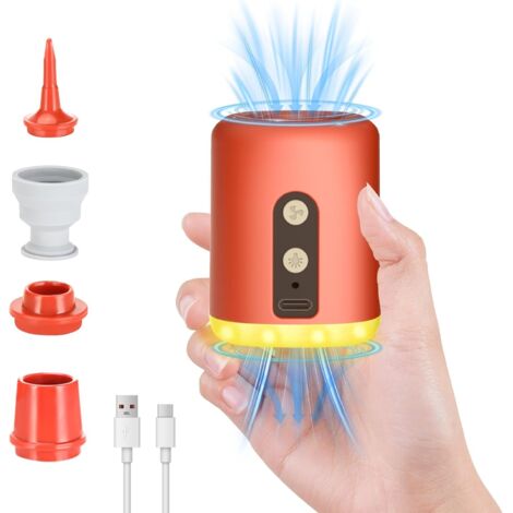 Pompe à air électrique Pompe Gonflable avec 4 Buses d’air, 1600 mAh Gonfleur Électrique Offrant Le Gonflage, Dégonflage,Pompe à air Portable avec Lumière LED, pour Matelas Gonflable,Anneau de Natation