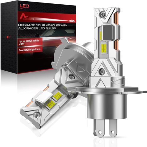 H4 LED, 6000LM 6000K Lumière Blanche, Ampoule LED H4 Phares Voiture Automobile Format Mini 1:1, 50000+ Heures de Durée de Vie, 9-16V Plug and Play, 2 Pièces