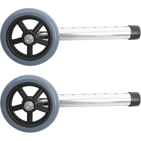 Roues de Remplacement pour Déambulateur en Alliage D’Aluminium Gris Kit 2 Pièces 8 Niveaux de Hauteur Réglables Roulettes Robustes et Universelles Accessoires pour Aides à la