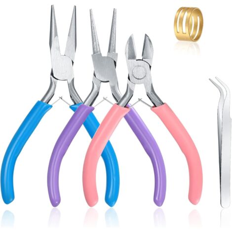 3 Pinces à Bijoux, Trousse Outils de Fabrication de Bijoux, Pinces à Becs Aiguilles Long de Chaîne, Coupe-fil (1/5)