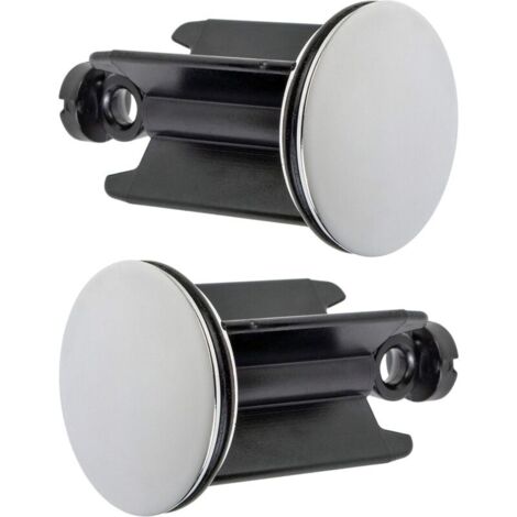 Bouchon de Lavabo de Salle de Bain Universel Ø 40 mm, Lot de 2, Bouchon d’évacuation Chromé, Constitué de Laiton, avec Joint en Caoutchouc, Bouchon Réglable en Hauteur, Bonde de Baignoire Antirouille (1/5)