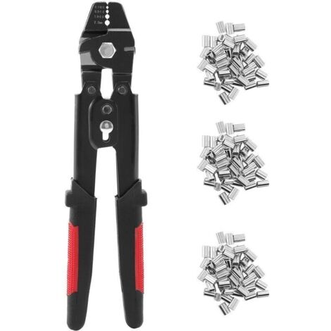 Outil de Sertissage de CBle MTallique Pinces de PChe une Sertir Swager Crimpers avec Kit de Manchons une Sertir (1/5)