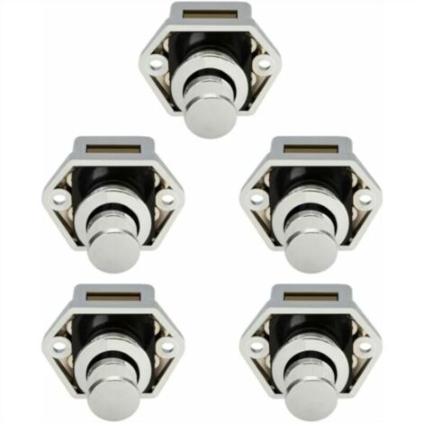 5 pcs Mini Bouton Poussoir Tiroir Placard Porte Loquet De Verrouillage Caravane Camping-car Nickel Bateau Bouton- Nickel