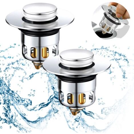 2 Pcs Bonde de Lavabo Pop-Up Universel Bonde Lavabo Filtre de Vidange Anti-Bloqu Bouchon d'vier pour Trous de Drainage 34 - 40mm (1/5)