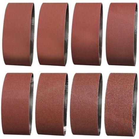 Bande Abrasive 75X457 mm- Grains 1 X 40/60 & 2 X 80/120/180/240/320/400 Bande de Ponceuse pour le Ponçage, le Polissage et le Dépoussiérage, Idéale pour le Bois (14 Pièces)