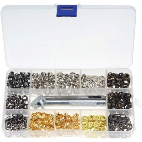 Grommet Lot de 400 œillets en métal avec boîte de rangement, pour remplacement d'accessoires (1/5)
